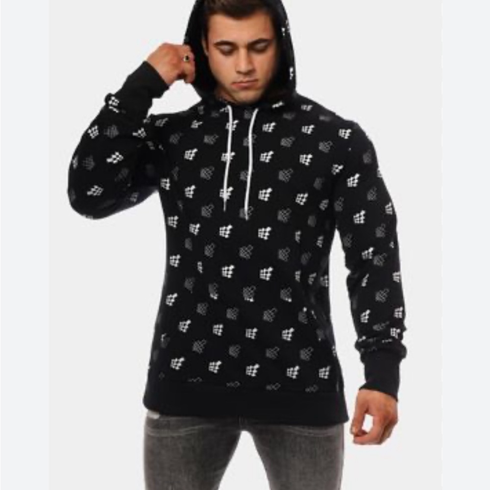 JED NORTH | Unisex Street Style Long Sleeves Plain Cotton Logo Hoodies Size XL